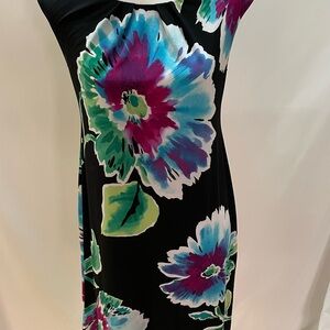 London Times Black Maxi Dress with Vibrant Floral Design